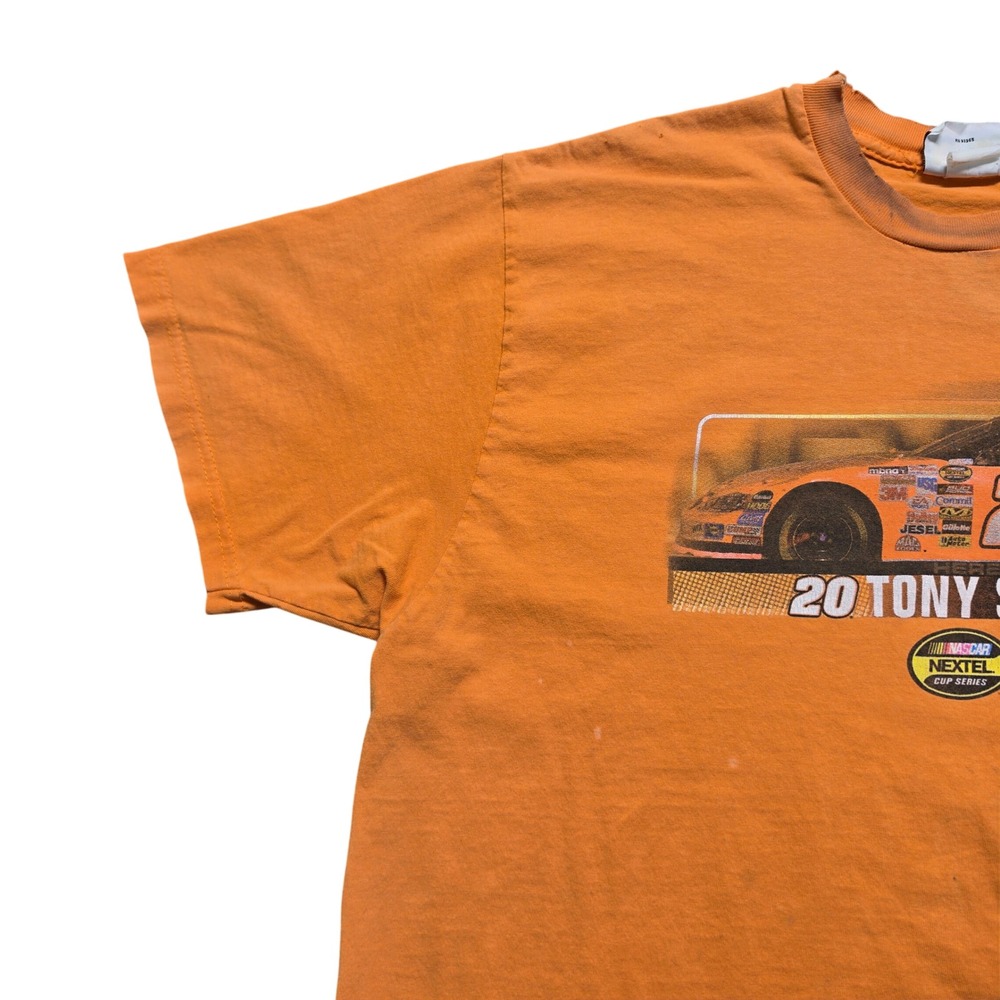Y2K Distressed Gorpcore Tee Mens XL Orange 2006 NASCAR Tony Stewart Nextel‎ Cup - Picture 8 of 13